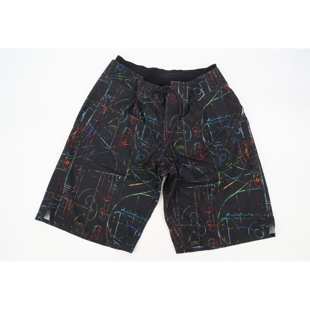 Lululemon El Current Lined Board‎ Shorts Mens 34 Geometric Swim Trunks 11" Surf